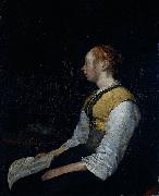 Gerard ter Borch the Younger Seated girl in peasant costume, probably Gesina (1631-90), the painter's half-sister. oil painting reproduction